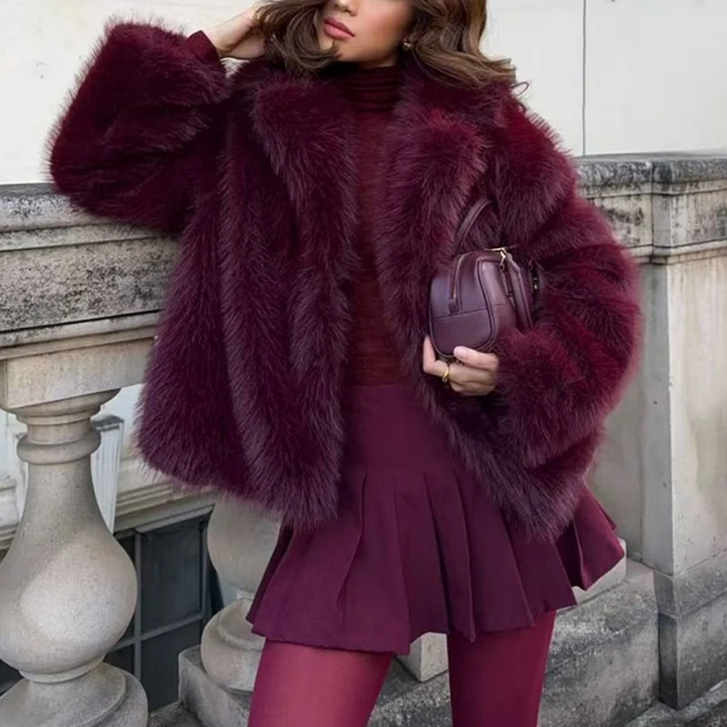 

Women's Faux Fur Coat 2025 New Fashion Autumn Winter Thicken Jacket for Women Elegant Chic Ladies Clothes