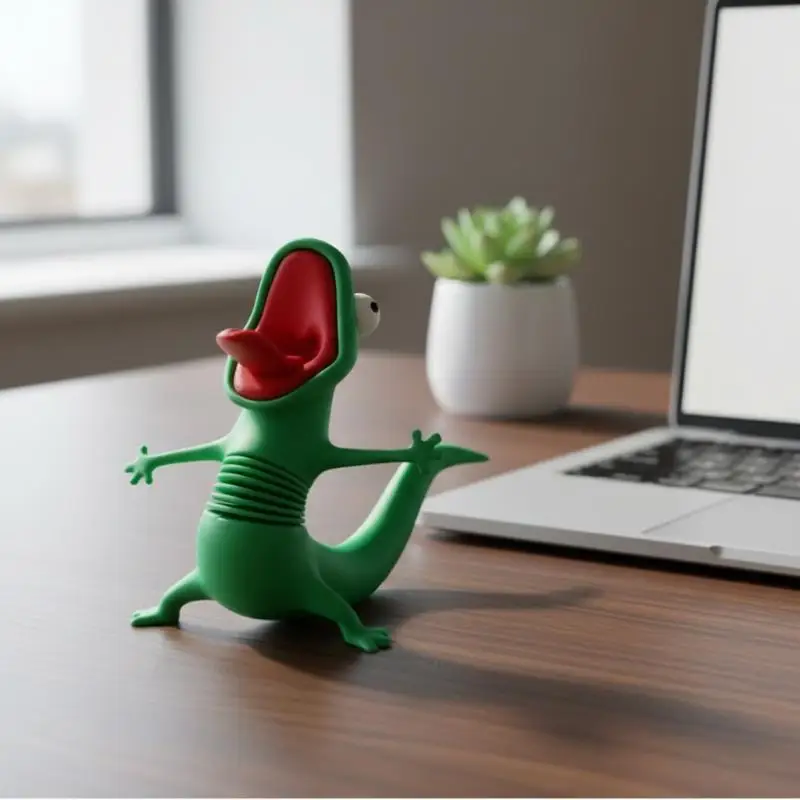 3D Printed Realistic Green Lizard Decoration Creative Desktop Decor for Office Desk Kids Adults Reptile Fans Gift view 6
