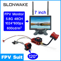 Over 20Km Range 5.8Ghz 2W FPV Transmitter launcher 2000MW 48CH build in microphone and 1200TVL fpv camera + 7 inch IPS monitor