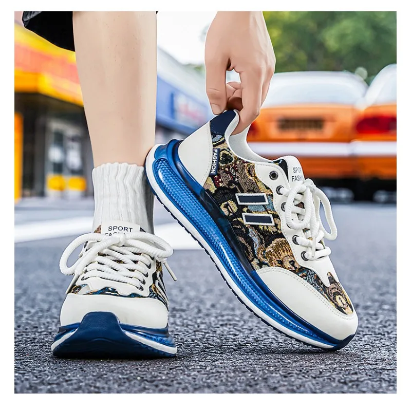 Korean Ins Retro Cartoon Woven Sneakers 2026 Summer Trendy Shock Absoing Breathable Male Student Platform Footwear