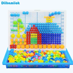 296pcs Mushroom Nail 3D Puzzle Blocks Kids Montessori Games Color Cognition Intellectual Educational Toys for Children Gifts