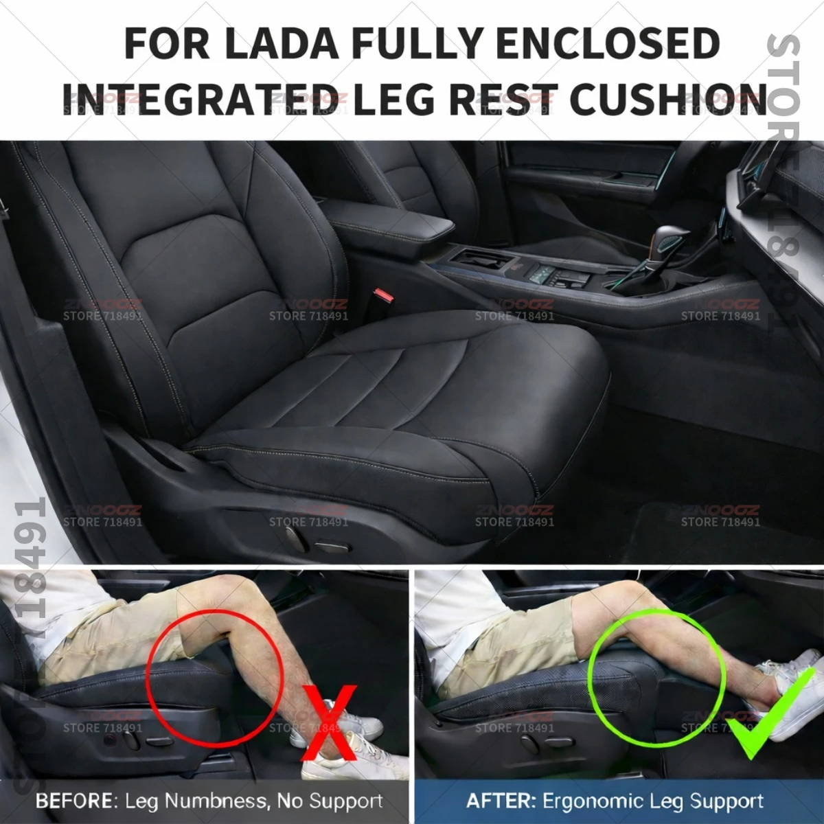 For Lada Granta Vesta Niva Legend Car Seat Leg Support Extension Seat Cover Memory Foam Extender Cushion Interior Accessories