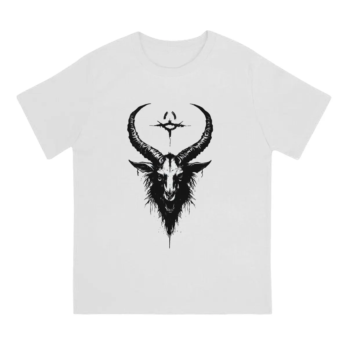 Goat Men T Shirts Satanic Goat Novelty Tees Short Sleeve Crew Neck T-Shirt 100% Cotton Gift Idea Clothing