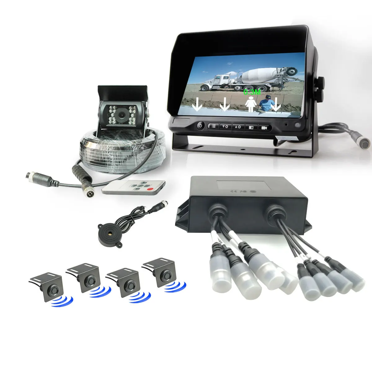 Semi Truck Rear View Camera With Monitor Parking_Sensor_System