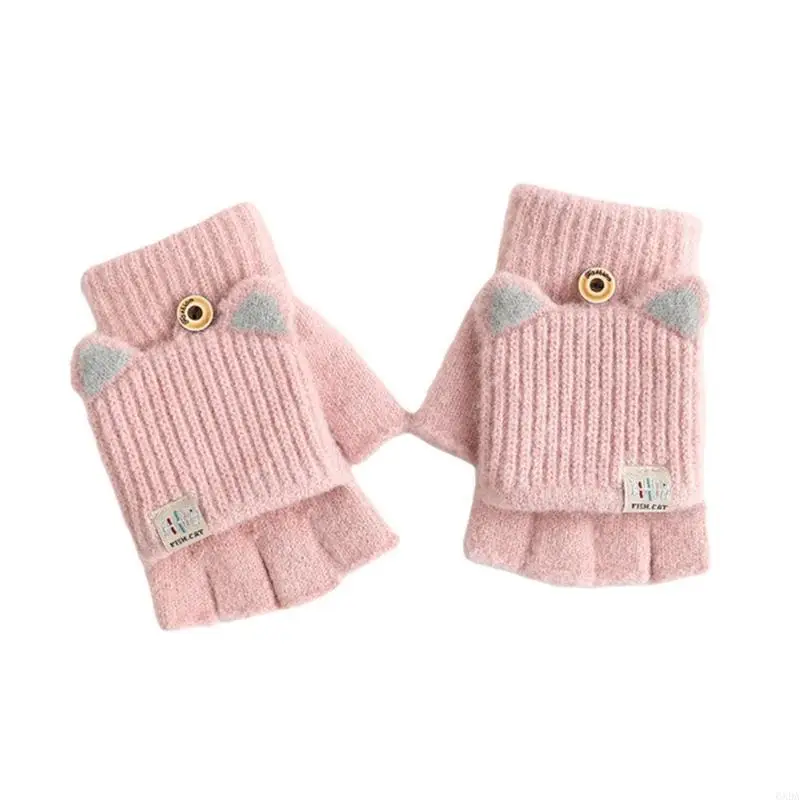 زوج واحد من قفازات الأطفال التي تعمل باللمس، قفازات من خيوط الأكريليك الحرارية، قفازات مرنة 6XDA