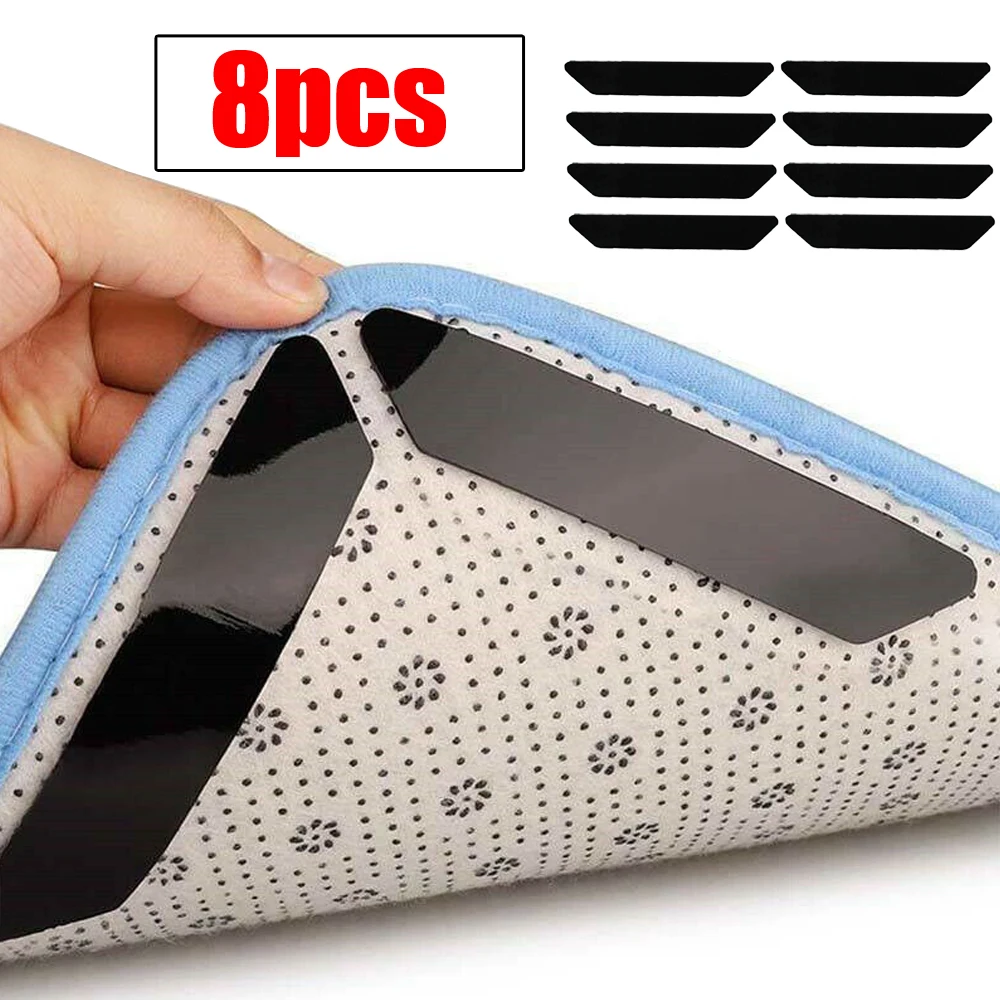 

8Pcs Anti Slip Rubber Rug Sticker Skid Carpet Anti Slip Black Stickers Carpet Fixing Stickers Mat Household Accessories