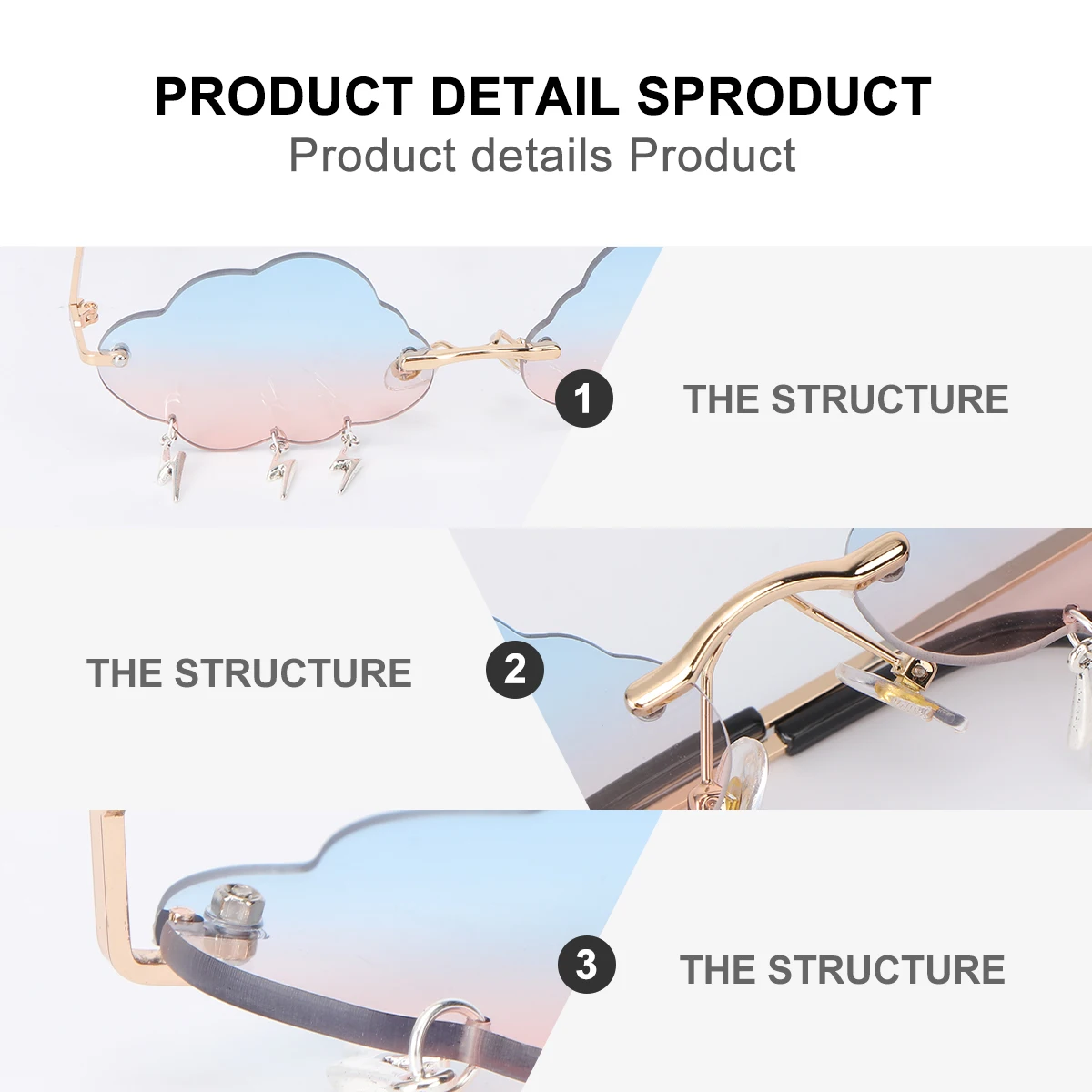 

Sunglasses Stylish Funny Party Cloud Glasses Trendy Fashion Sun Protection Small Face Photo Props Cool Design Perfect