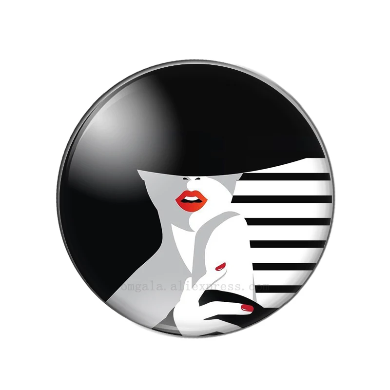 OMGALA Fashionable Modern Girl Picture 12mm/14mm/16mm/18mm/20mm/25mm Round Photo Glass Cabochon Demo Flat Back Making Findings