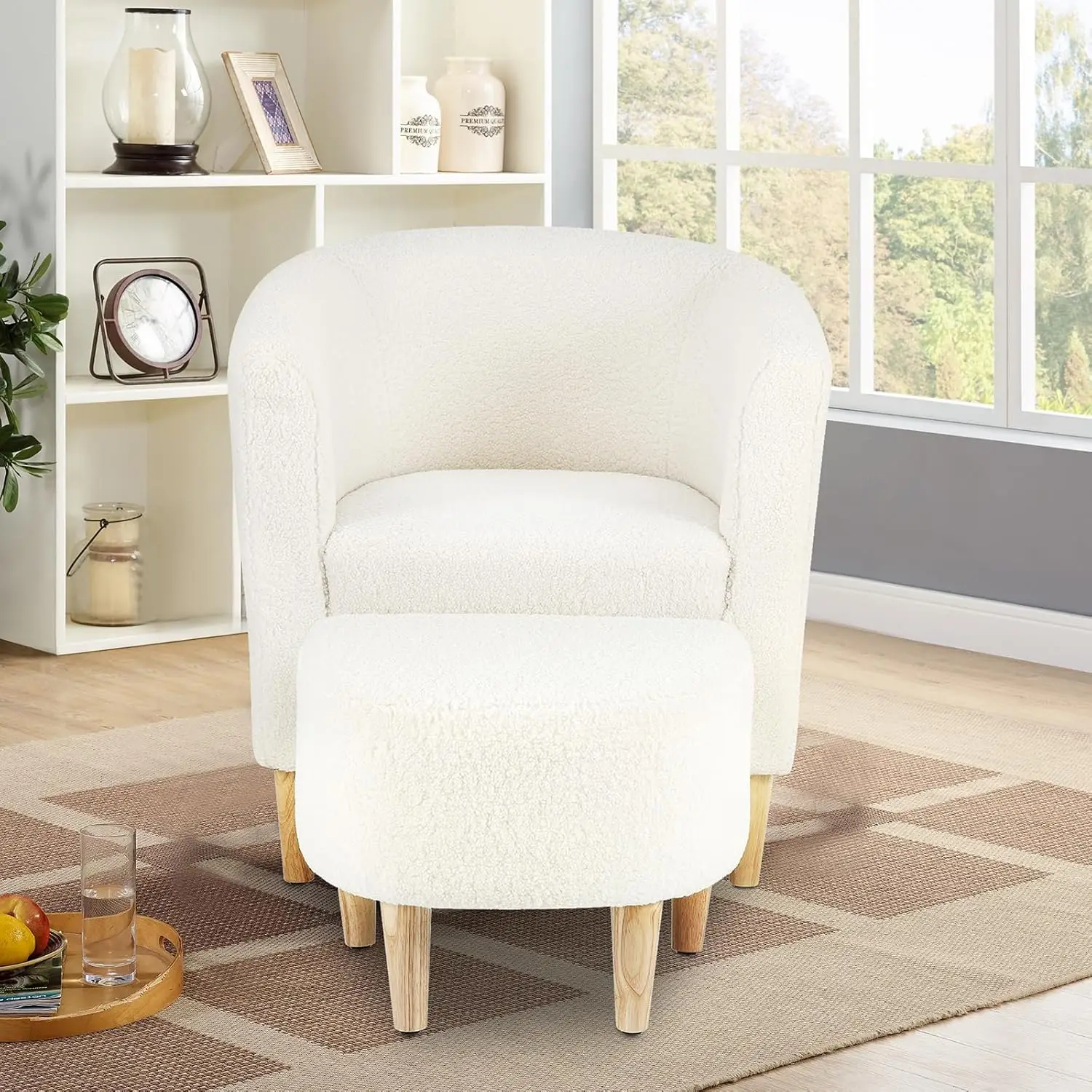 Comfortable armchair, footstool set, bedroom reading room, comfortable living room chair, soft cushion club bathtub sofa chair