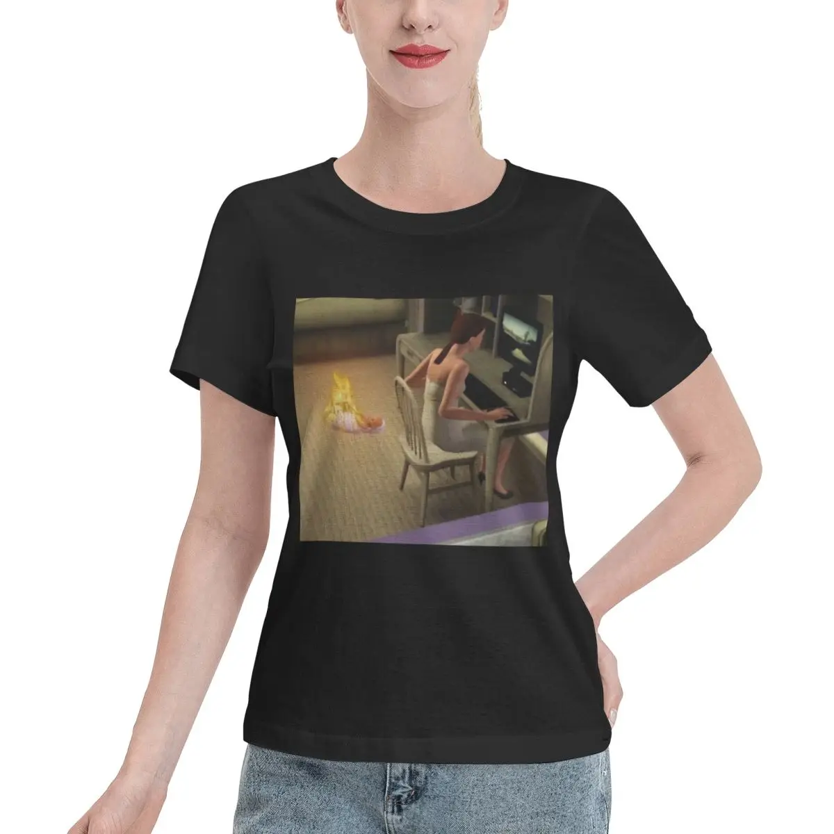 Summer Staple Cursed The Sims Women's T-shirt Korean Casual Basic Tops For Women