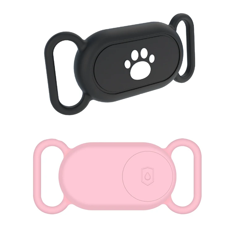 2 Piece Dog Collar Holder, Waterproof Anti-Lost Case Black & Pink Silica Gel For Galaxy Smart Tag 2 For Pet Dog Cat Collars