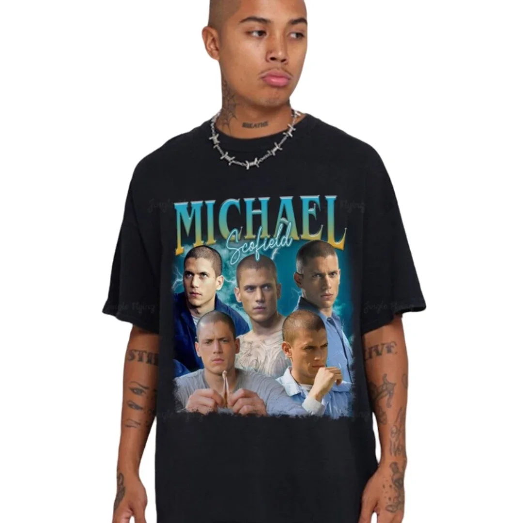 Michael Scofield Vintage Bootleg Shirt Homage Prison Break Tshirts For Men Luxury