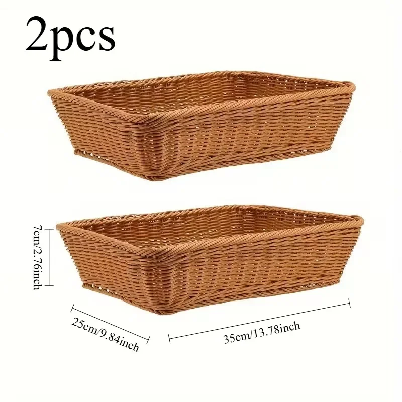 2PCS /Set Pure Handmade Woven Storage Baskets Suitable for Home Kitchen Courtyard and Hotel Applications