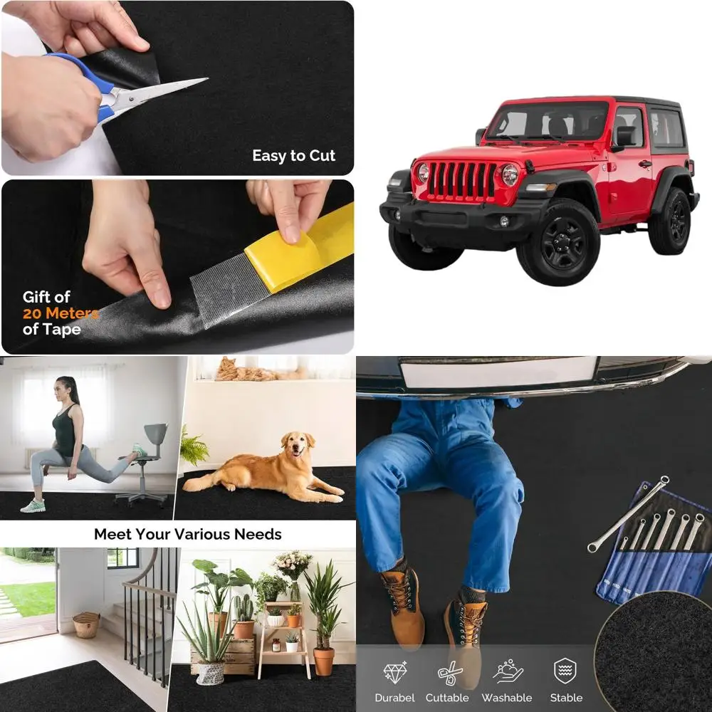 

7'4 x 20' Oil Spill Mat, Reusable and Washable, for Garage Floors, Under Cars, and Driveways