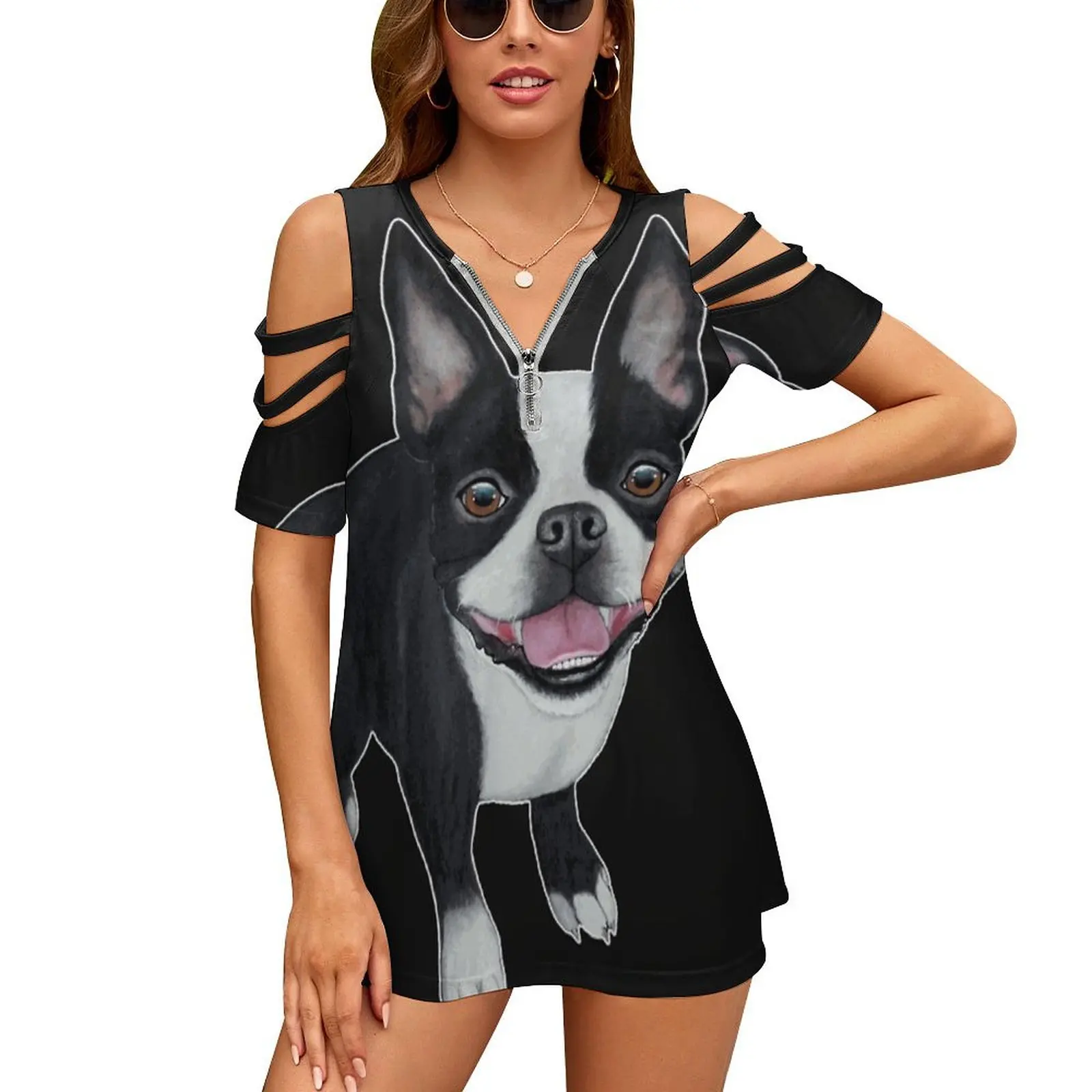 Boston Terrier Woman's T-Shirt Spring And Summer Printed T Shirts Various styles T-shirts Canine Dog The Gentleman Toy Dogs