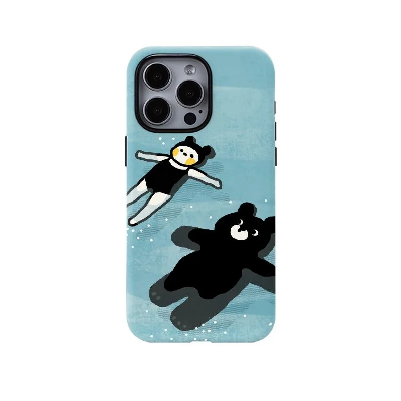 

INS Illustration of A Niche Lying Flat Teddy Bear Case for IPhone 15 14 13 Pro Max 14 PLIUS 11 12 Pro Plus XR Cover SE2 Housing