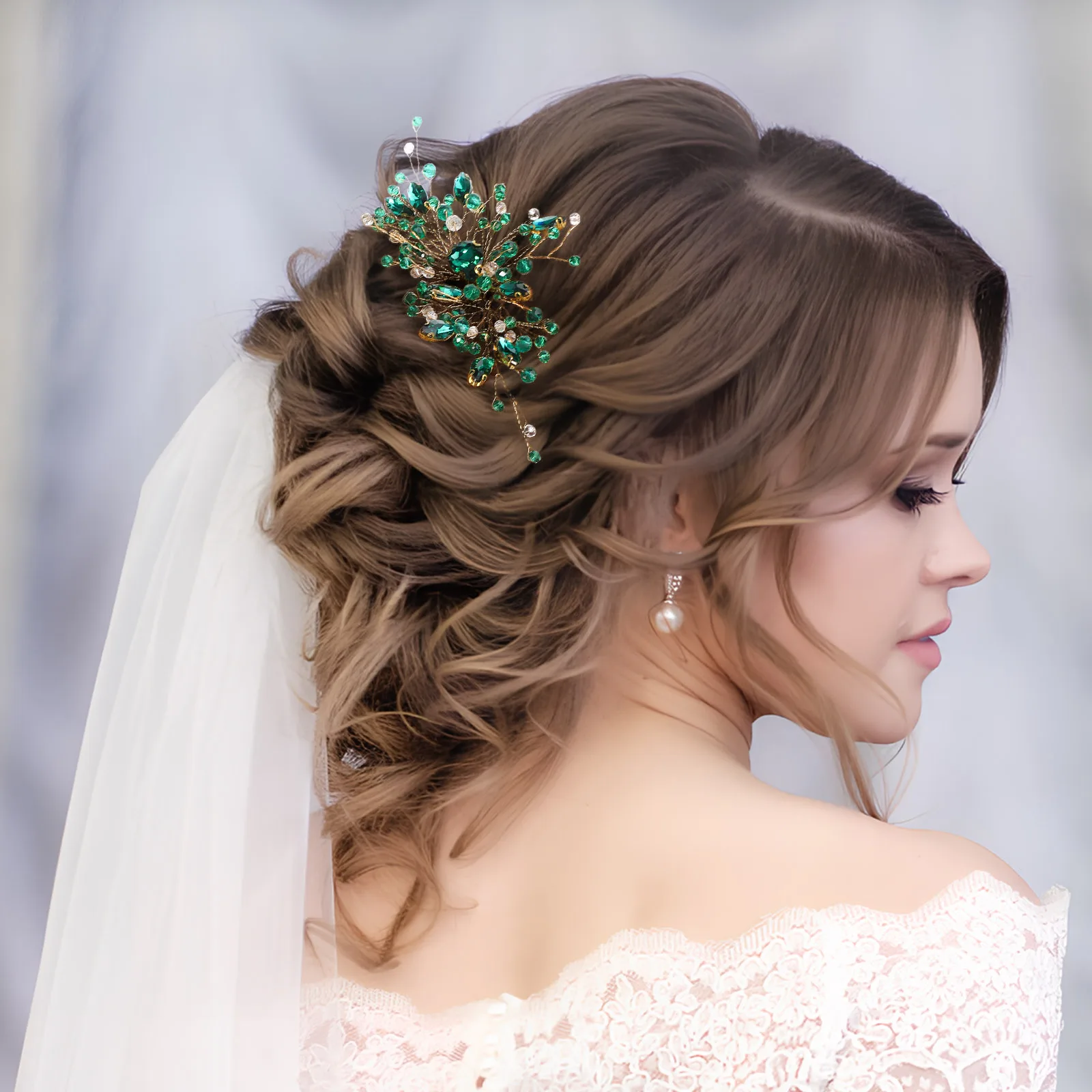 

1Set Elegant Hair Comb Clips for Women Bridal Side Combs with Rhinestones Leaf Design Wedding Hair Accessories Decorative