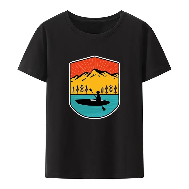 Special Gift Mountain Forest Kayak Canoe Paddling T Shirt Outdoors Exercise Casual Style Streetwear Men Women Tops Harajuku