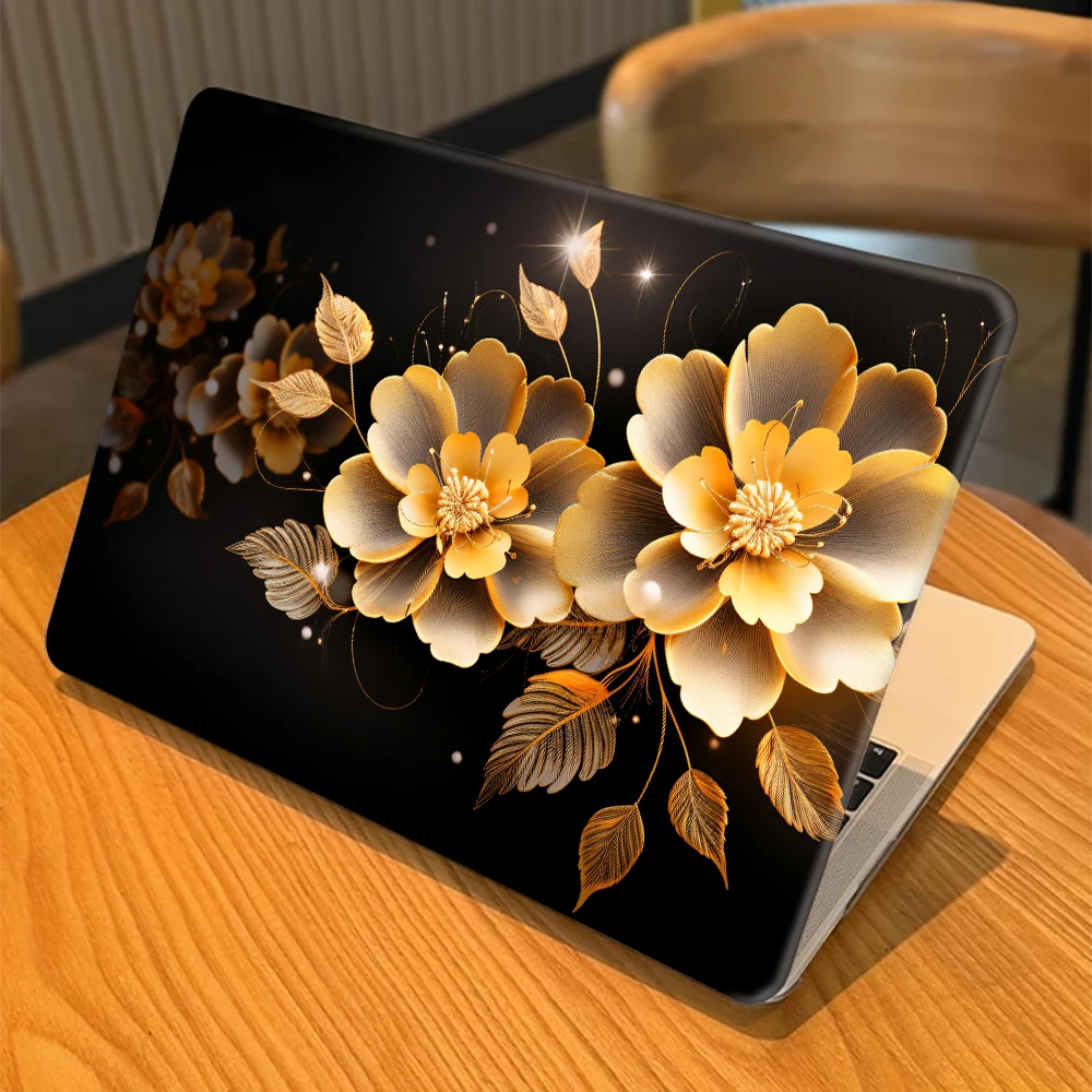 Golden Flowers Laptop Case for MacBook Air 13 M5 2026 Cover M3 M4 2024 Air 13.6 Funda for MacBook Neo 13 A18 Pro14 16 Print Case