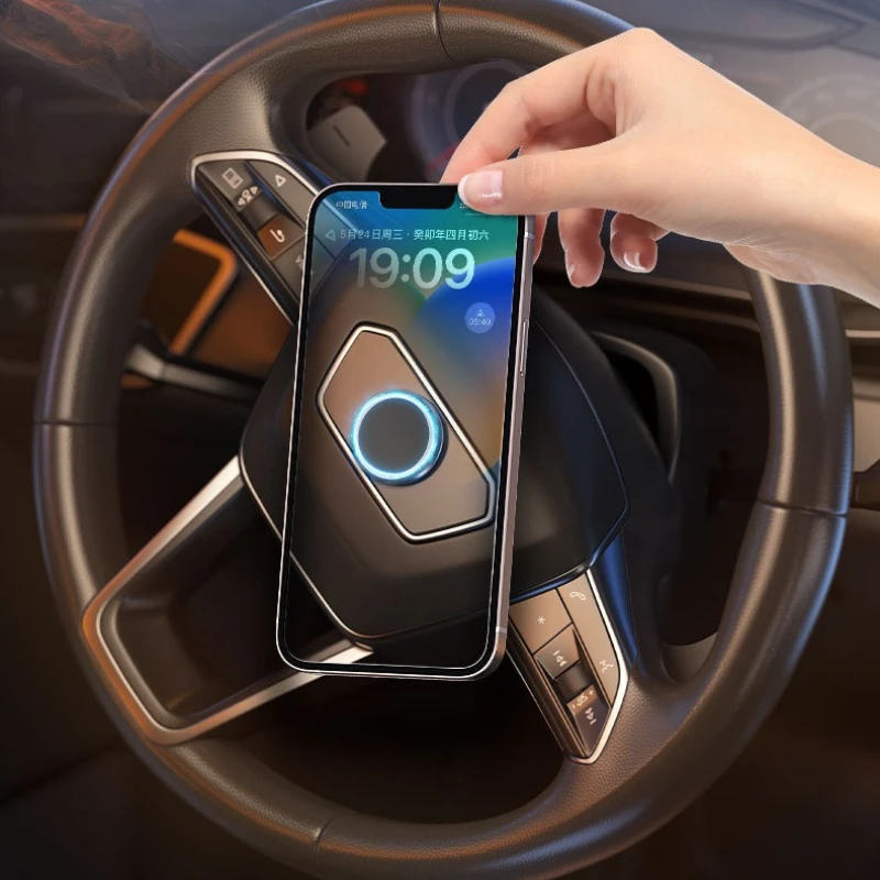 New Zero Gravity Car Mobile Phone Navigation Bracket Paste Type Aluminum Alloy Strong Magnetic Suction Steering Wheel Mobile