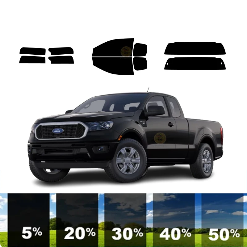 precut Removable Window Tint Film For Car 100% UVR 5%-35%VLT Heat Insulation Carbon ﻿For FORD RANGER 2 DR PU EXTENDED 2019-2023