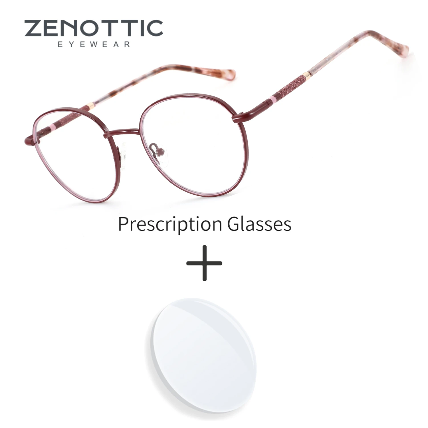 

ZENOTTIC (размер L) модные круглые прогрессивные очки по рецепту, высококачественные металлические очки для близорукости, женские оптические очки