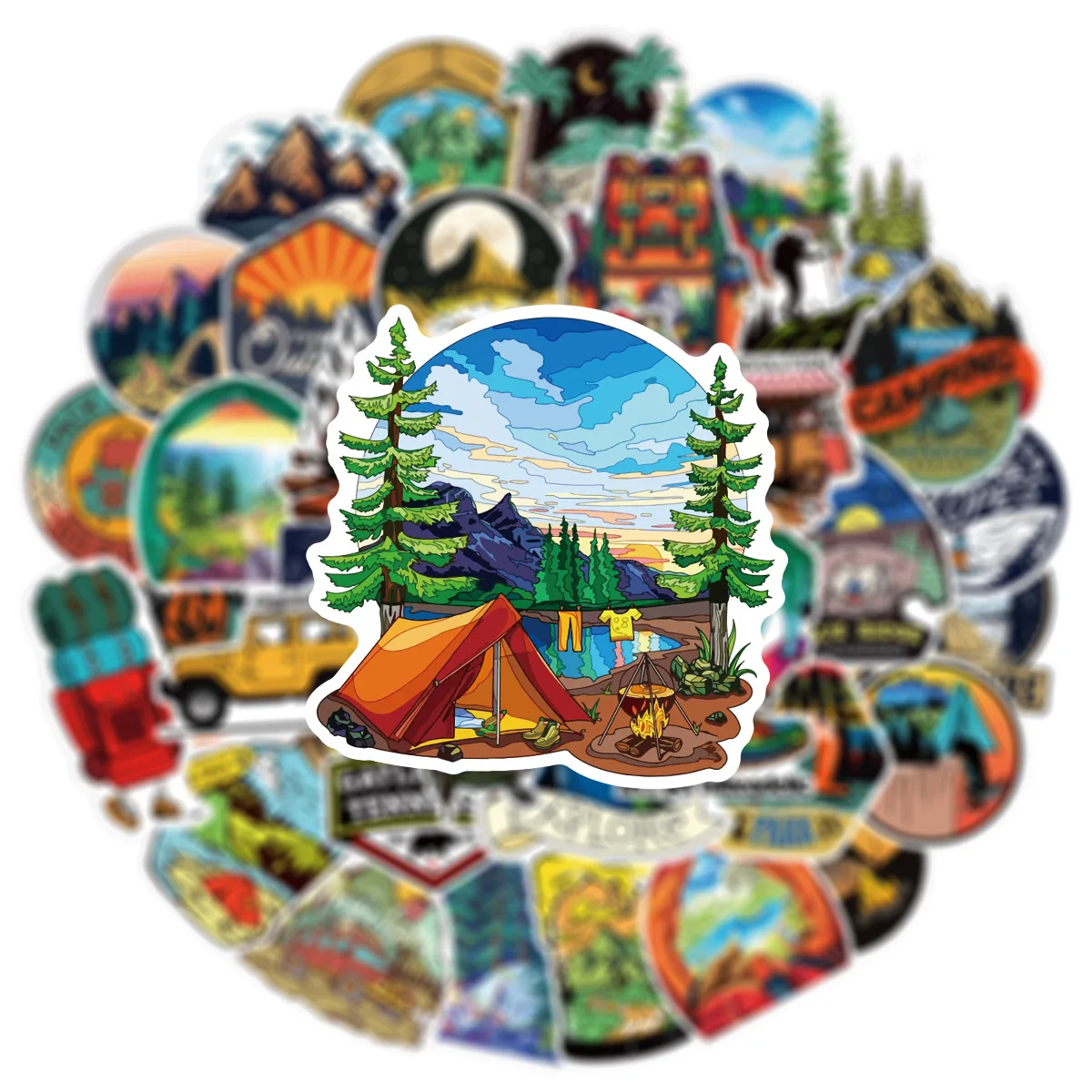 100PCS Outdoor Camping Travel Backpack Tent Graffiti Sticker Luggage Laptop PVC Cartoon Waterproof Sticker
