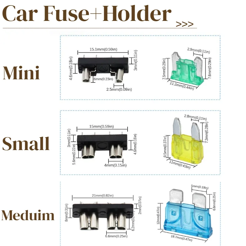 10/30/50PC Car Fuse Holder PCB Board Standard Mini Small Blade Auto Automotive Boat 32V For PCB Board Safety Clip Insertion Type