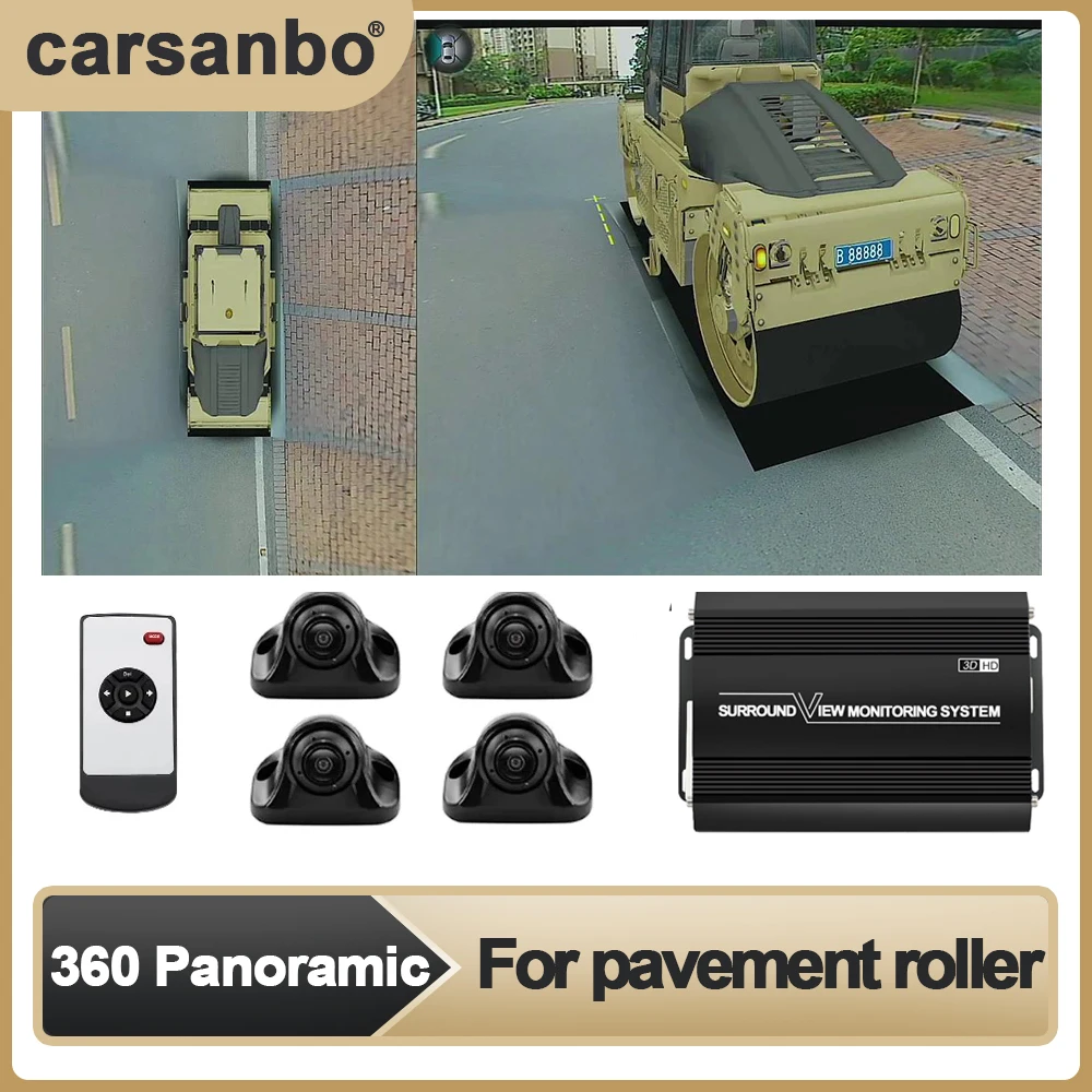 Carsanbo Car 360° Surround Bird's Eye View Camera System (3D+1080P) 360 Seamless View Recorder Is Suitable for Pavement Roller