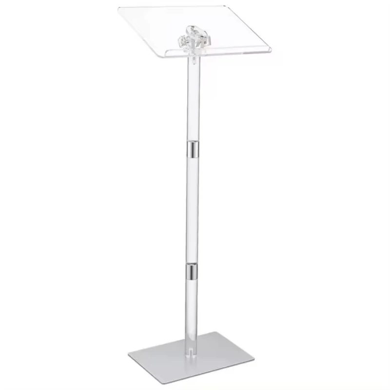 Moderno supporto per podio da concerto in acrilico trasparente con pulpito da chiesa inclinabile regolabile per scuole e hotel