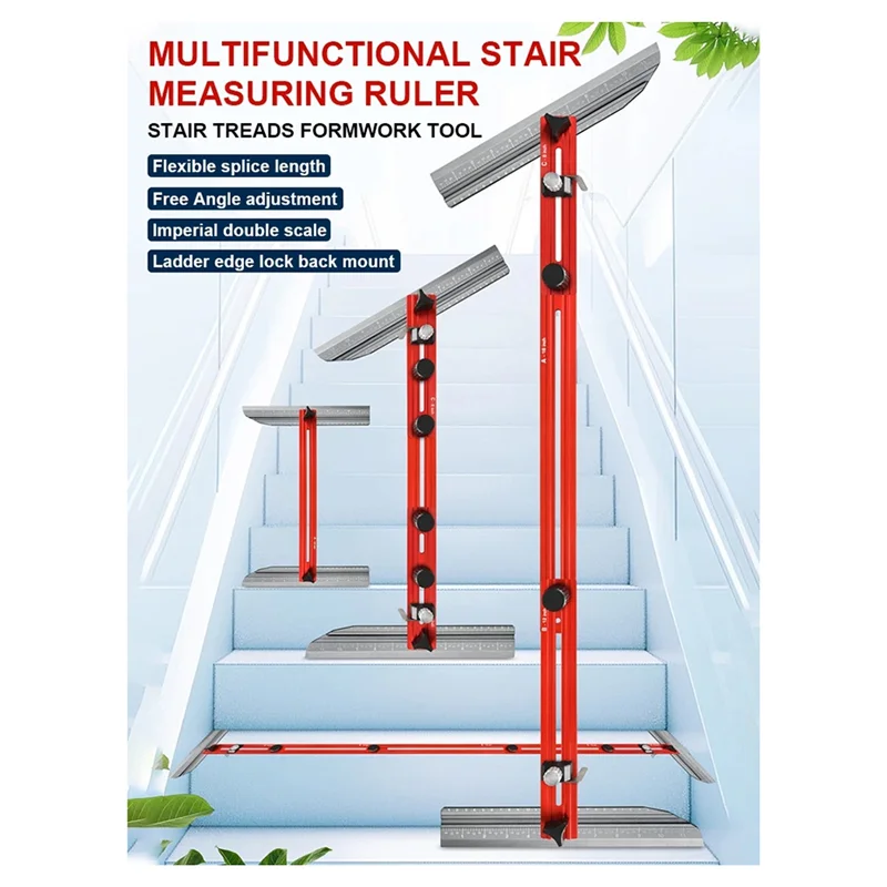 

AONEQ-Stair Tread Template Tool Stair Measuring Jig For Risers Wall Partitions Professional Shelf Scribe Tool