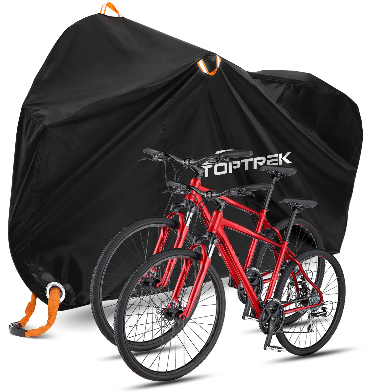 Toptrek Bike Cover 210D Oxford Outdoor Storage Waterproof & Anti-UV Bicycle Cover with Waterproof Membrane for Two Bicycles 