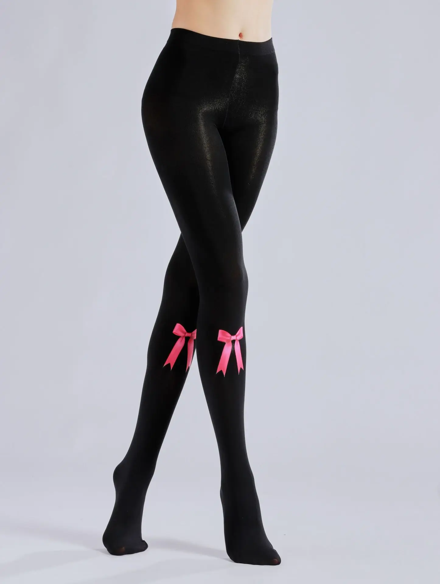 Bow Pattern Printed Pantyhose Autumn And Winter Black With Pattern Base Socks Sexy Pattern Socks