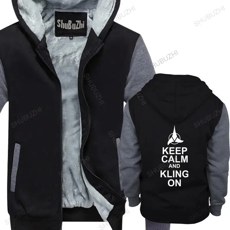 

cotton man hoodies winter jacket Keep Calm and Klingon jacket Mens Boys Startrek Spock Syfy warm coat men shubuzhi sweatshirt