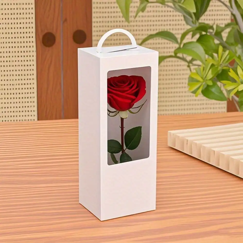 

10 Pcs Transparent Window White Paper Gift Boxes, Foldable DIY Daily Presents Display Packaging Boxes, Suitable for Flowers