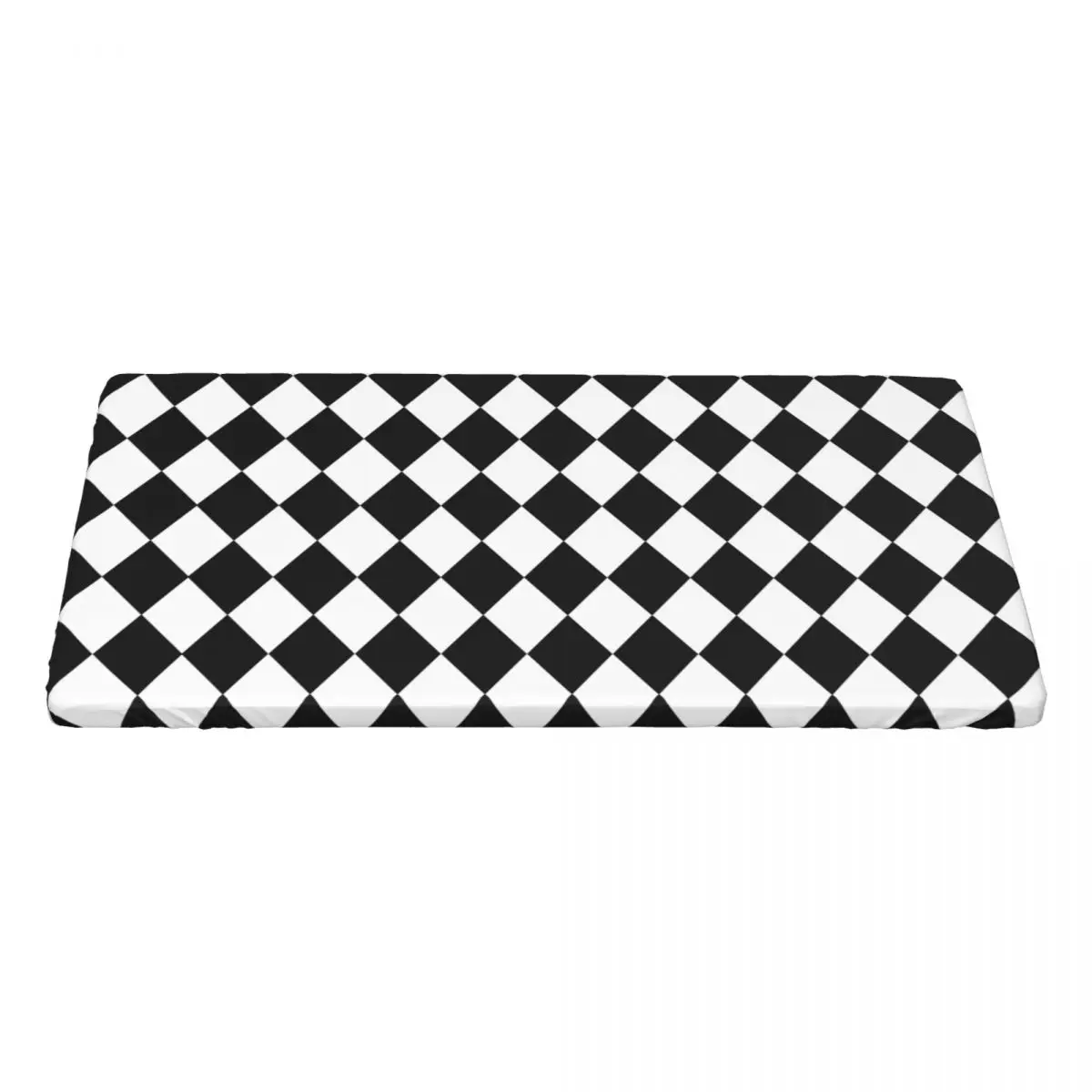 Custom Rectangular Fitted Black And White Argyle Pattern Table Cloth Waterproof Tablecloth Outdoor 4FT Table Cover