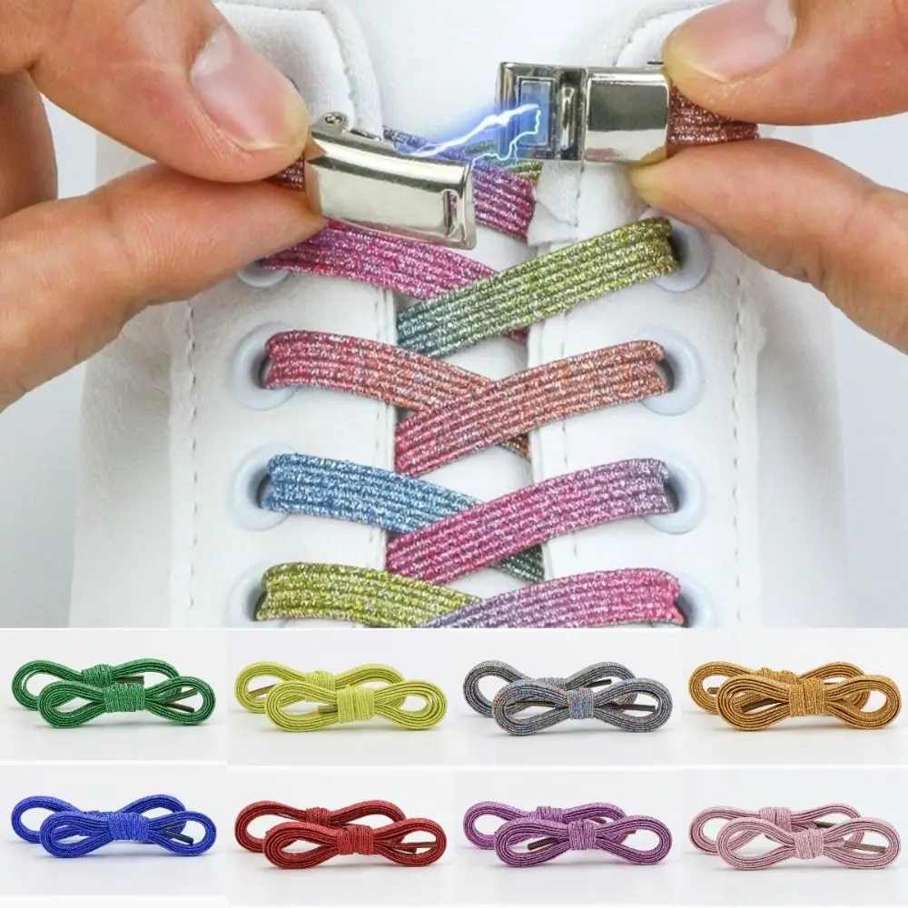 Cordones elásticos con hebillas de diamantes de imitación para perezosos, cordón de zapato rápido, moda creativa, Unisex