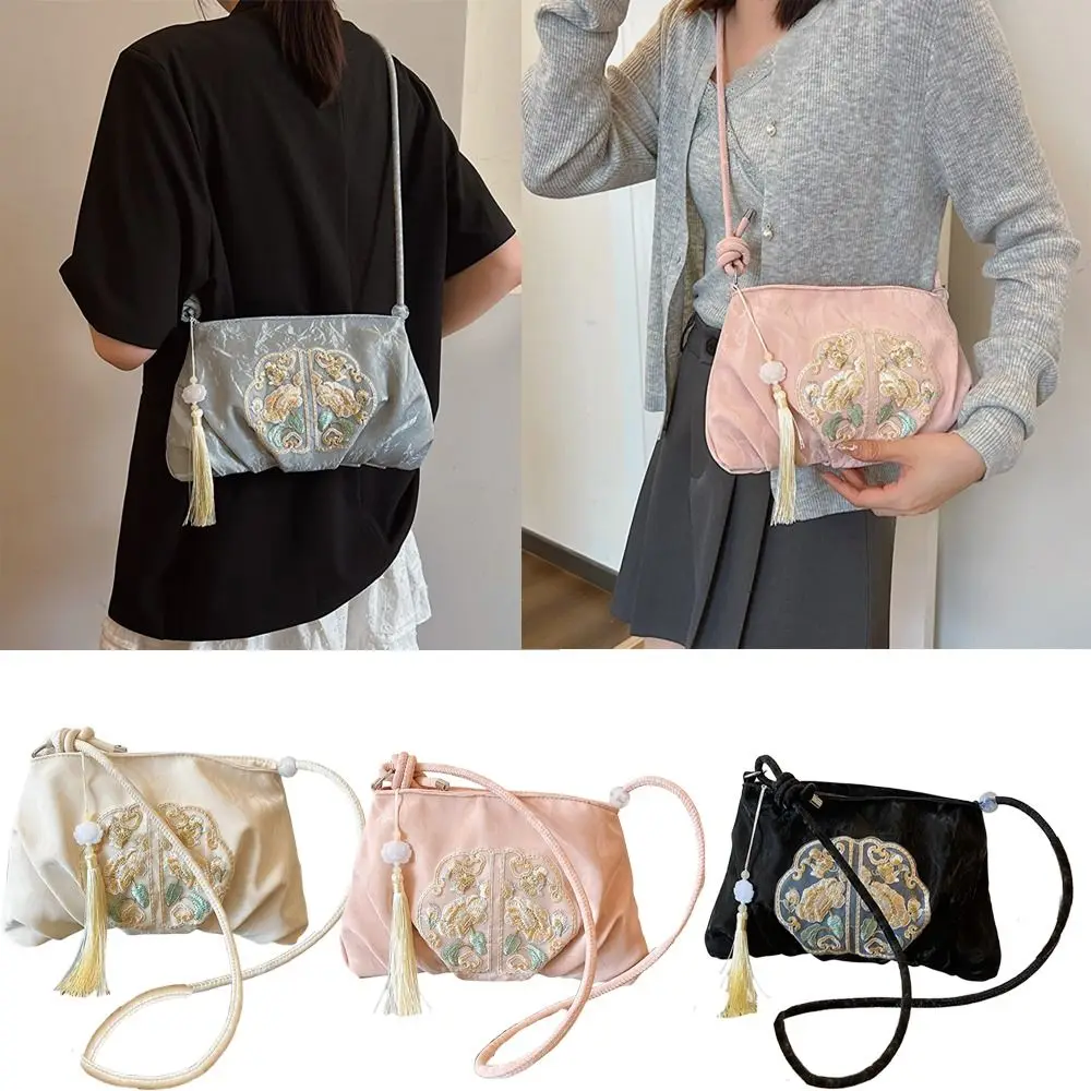حزمة حقيبة حقيبة التطريز الناعمة النمط الصيني سعة كبيرة حقيبة ساعي حقائب اليد الموضة لفتاة النساء سيدة