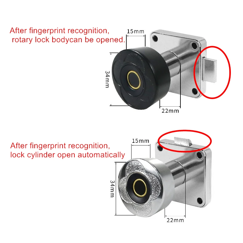 스마트 지문 캐비닛 잠금 장치, 20mm/30mm, 생체 인식 USB 충전, 열쇠 없는 숨겨진 문서 서랍, 파일 전자 잠금, H77783, 30 개