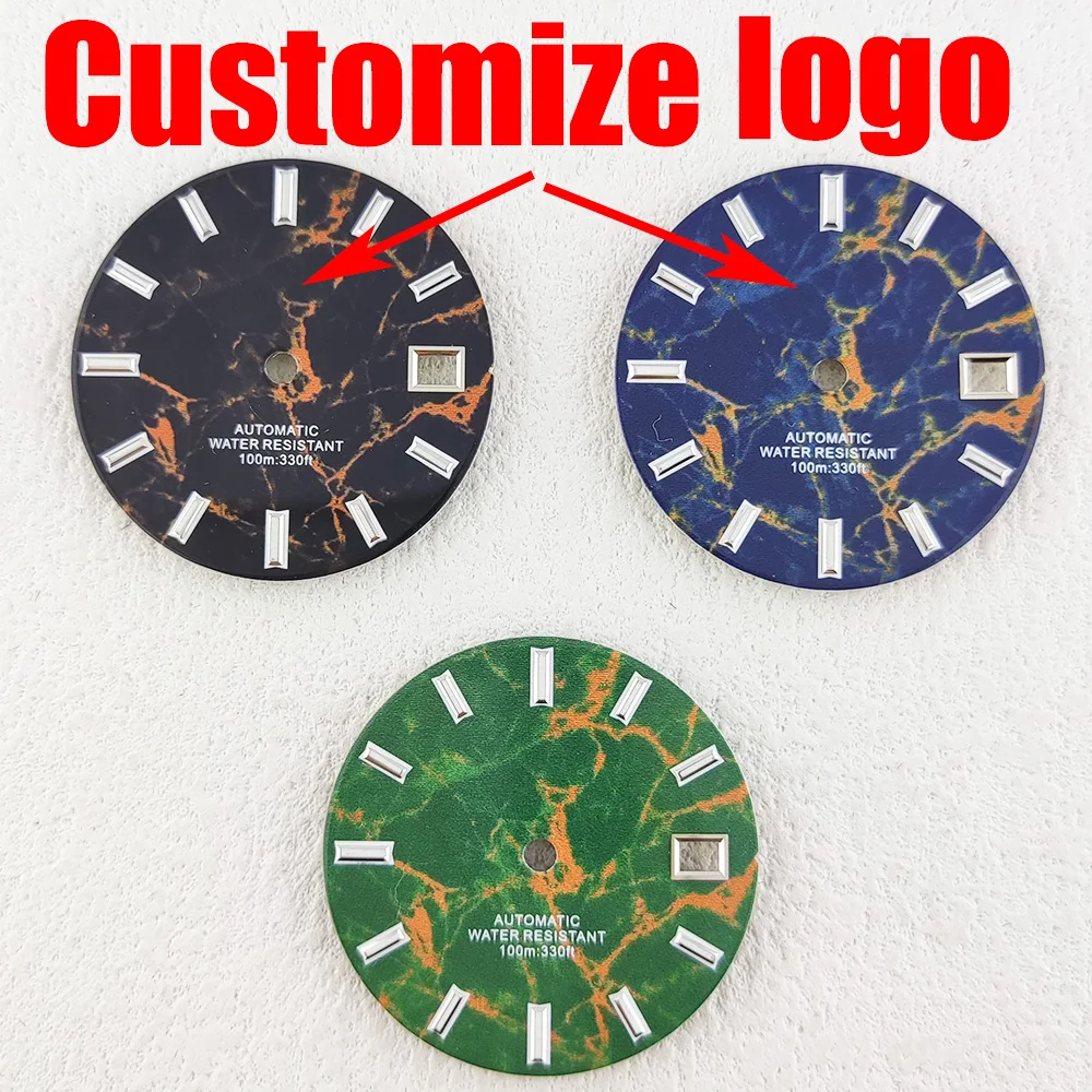 29mm watch dial NH35 dial Marble pattern dial face fit NH34/NH35 automatic movement custom logo  mechanical watch accessories