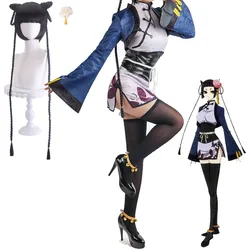 Black Butler Ran Mao Cosplay Costume Anime Women's Cheongsam And Wigs Headwear Halloween Carnival Cosplayer Dress Up