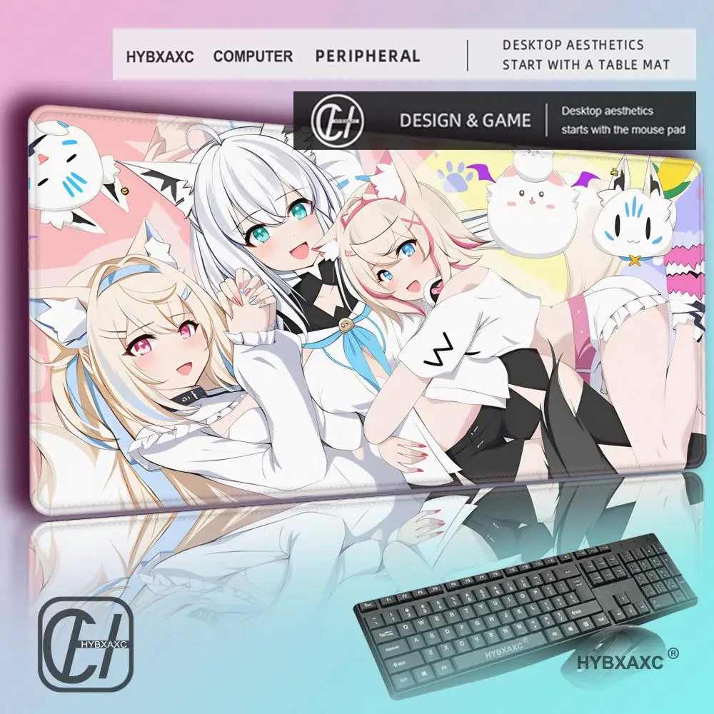 

HYBXAXC S-hirakami F-ubuki MousePad Laptop Hololive Black White Keyboard Rug PC Kawaii Anime Girl Gamer Cabinet DeskMat