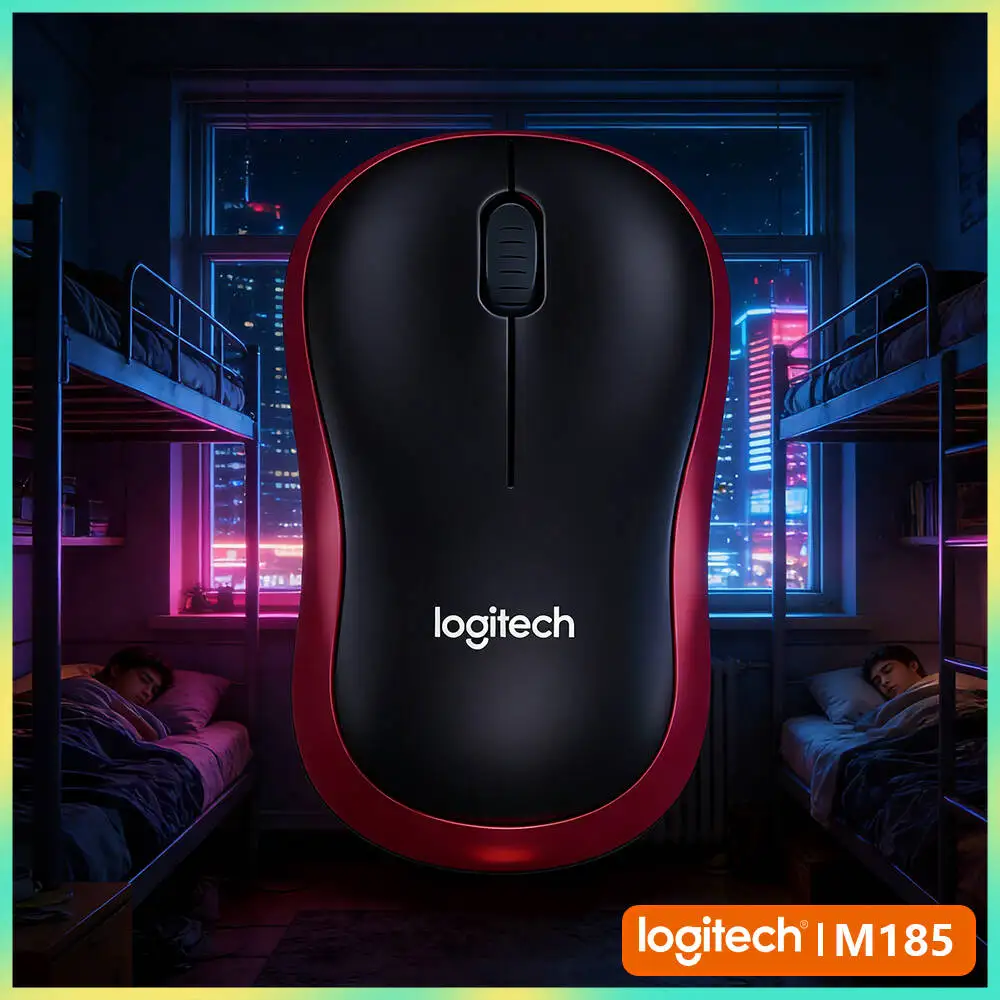 Logitech M185 Travel-Sized Mouse Lightweight Design 10m Range 3 Buttons Navigation 12-Month Battery On-the-Go Work Tool