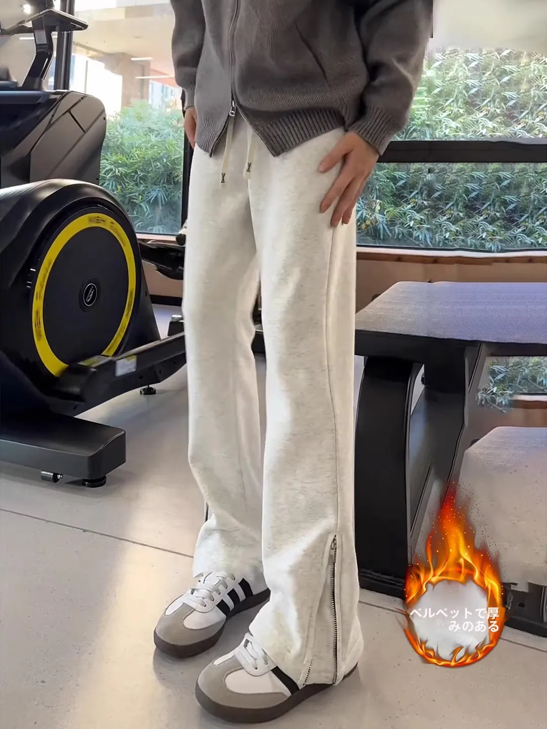 

Серые брюки Cleanfit с боковой молнией и флисовой подкладкой, в американском стиле, зимние, прямого кроя, повседневные, для мужчин, молодежные, модный бренд