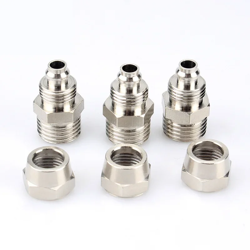 PC6 8 10mm Fast Twist Joint Male Thread 1/8 1/4 Hose FIittings Pneumatic Connector Quick Screw Adapter Copper Nickel Plating