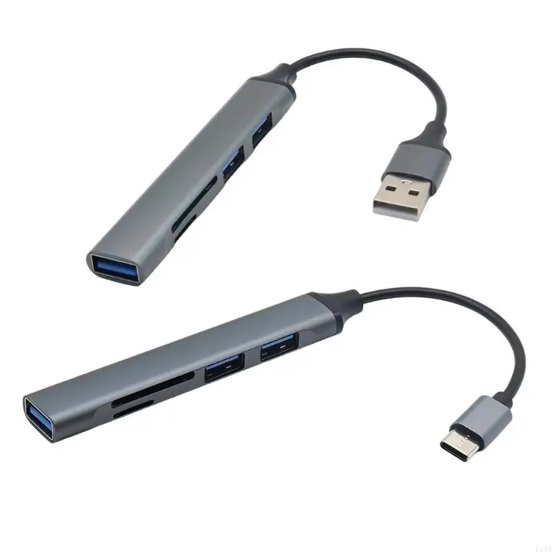USB Adapter Card Access USB Reader with 3 USB-A Outputs for Desk Carry Use F19E