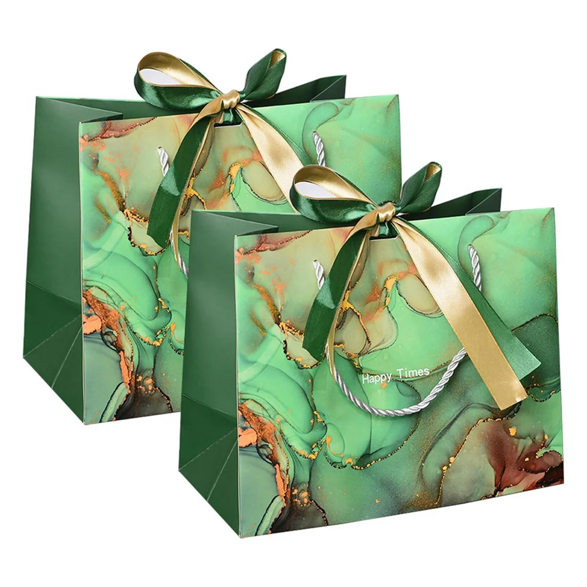 2Pcs Paper Gift Bags with Bow Ribbon Present Bag Pouches with Handles for Birthday, Wedding, Christmas, Party, Shopping