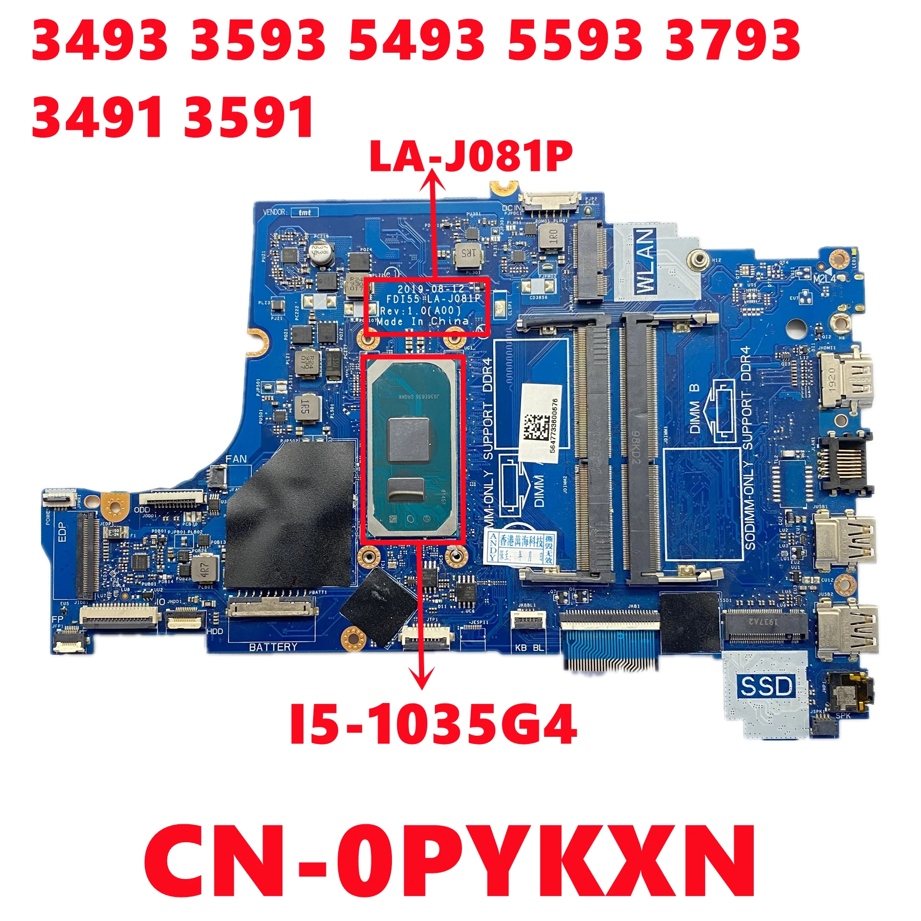 cn-0pykxn-pykxn-fdi55-la-j081p-para-dell-3493-3593-5493-5593-3793-3491-3591-placa-base-para-ordenador-portatil-con-i5-1035g4-cpu-uma-100-probado