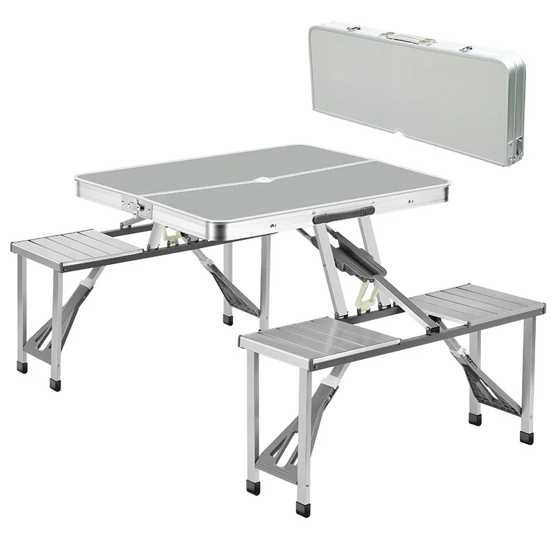 

Outdoor Folding Tables and Chairs, Portable Multi-functional Stall Table, Aluminum Alloy One-piece Picnic Table