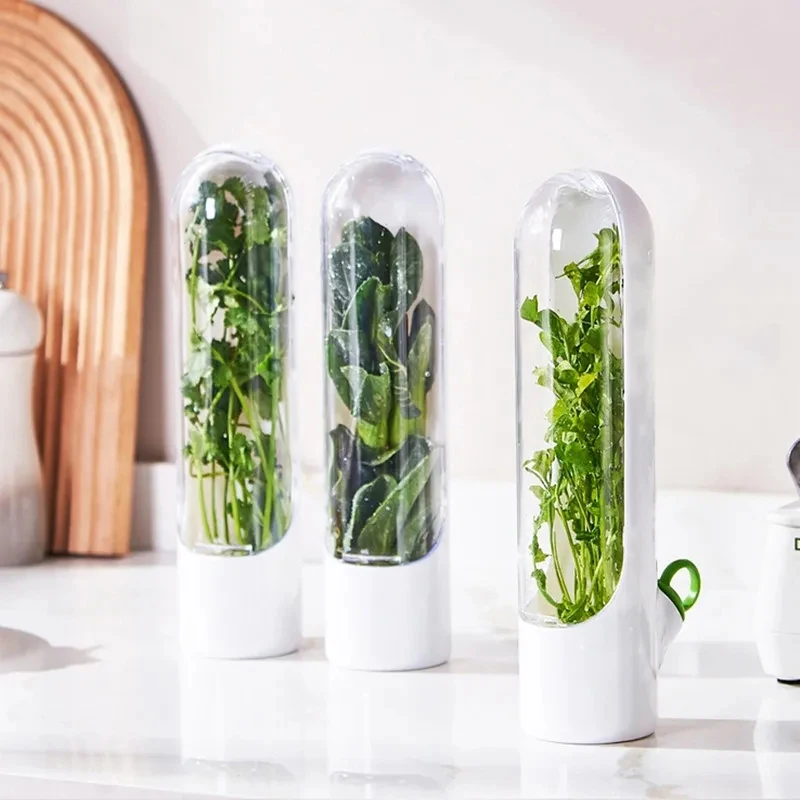 1pc Fresh Herb Keeper Vanilla Vegetables Fresh Preservation Bottle Herb Saver Storage Container Kitchen Gadgets ﻿